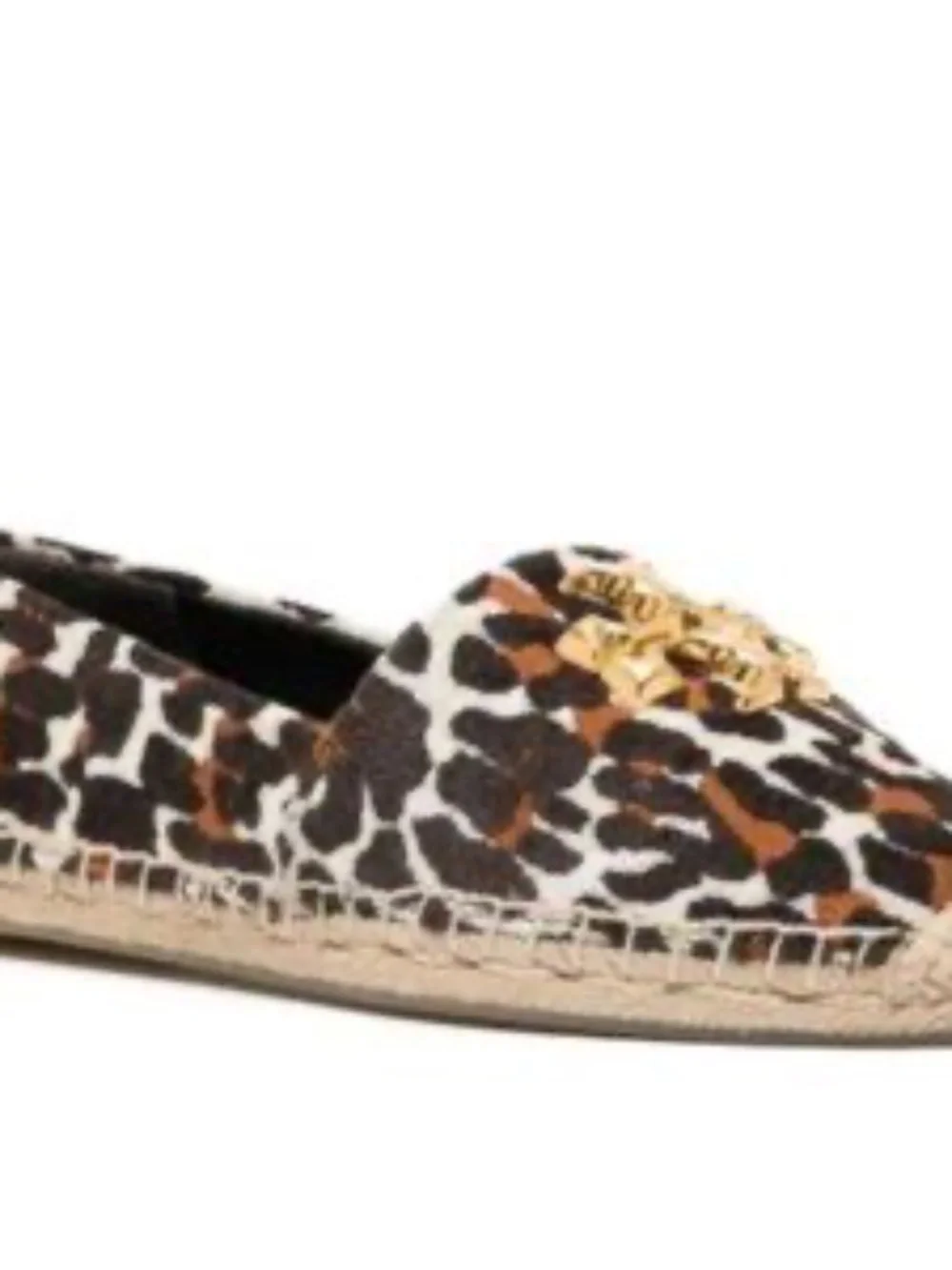 Tory Burch Eleanor Medallion Leopard Print Espadrilles Gold Logo -8 - Like New